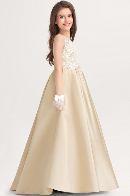Robe De Princesse Satin Beige Ornée - gallery 4