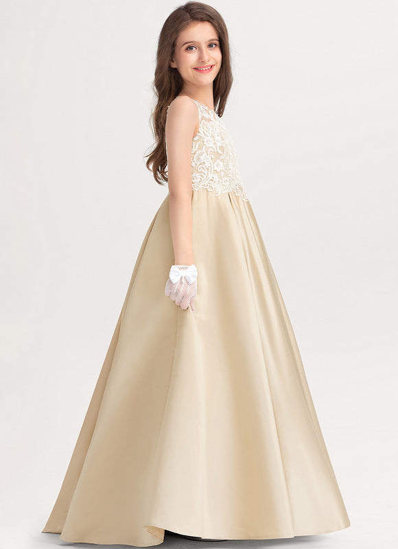 Robe De Princesse Satin Beige Ornée - gallery 4