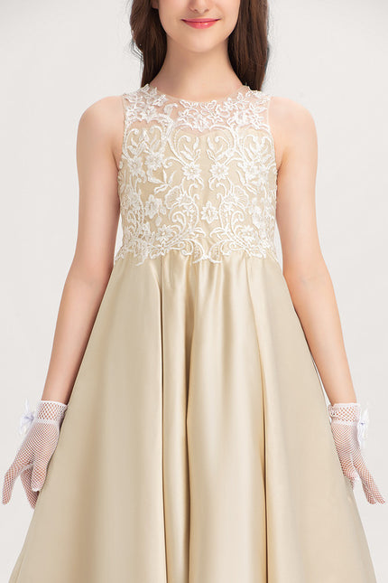 Robe De Princesse Satin Beige Ornée - gallery 6