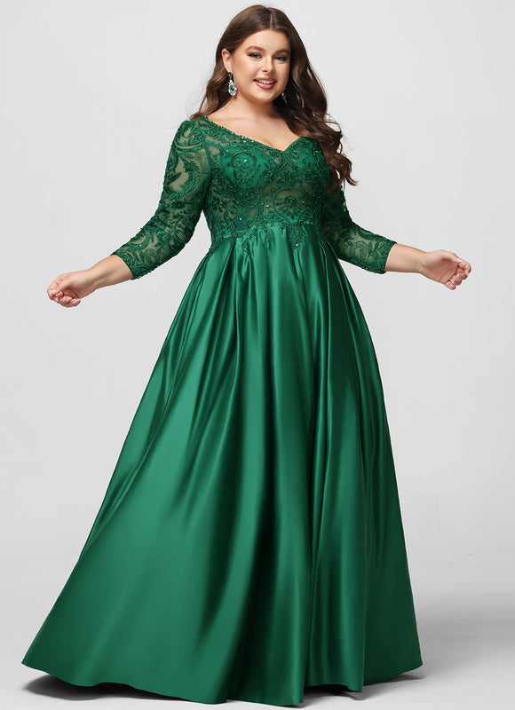 Robe De Princesse Satin Verte - gallery 9