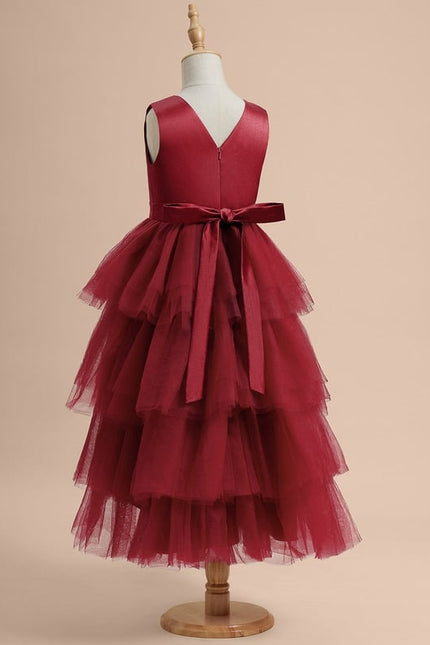 Robe De Princesse Bordeaux Asymétrique - gallery 4