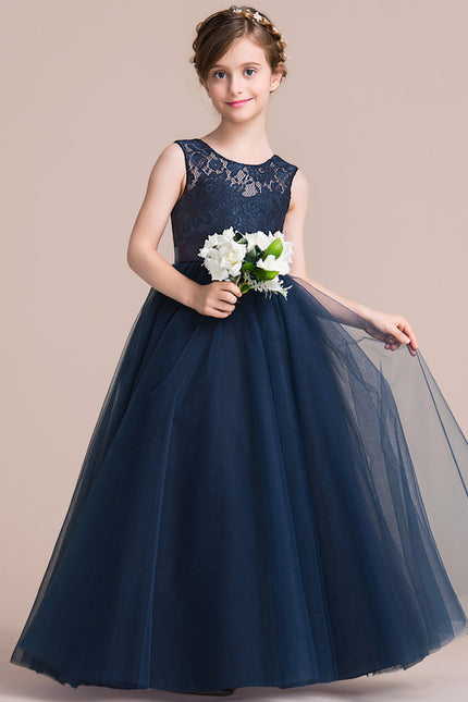 Robe De Princesse Marine Tulle Fleuri - gallery 2