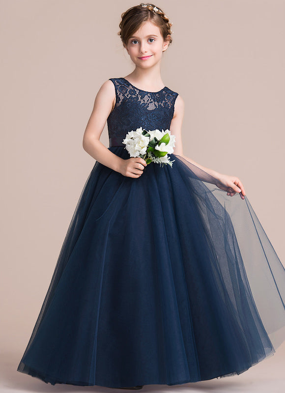 Robe De Princesse Marine Tulle Fleuri - gallery 2