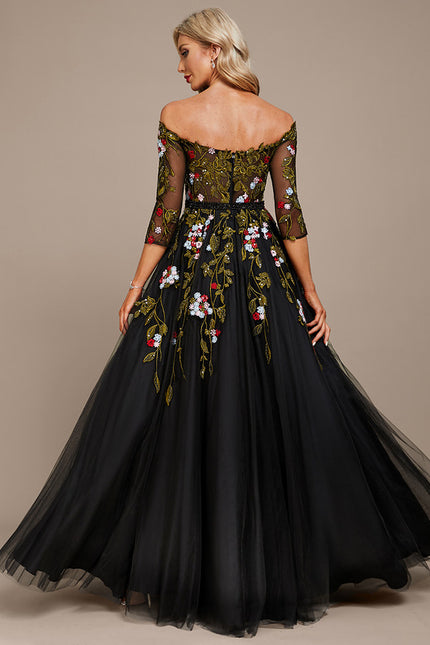 Robe De Princesse Noire Florale - gallery 6
