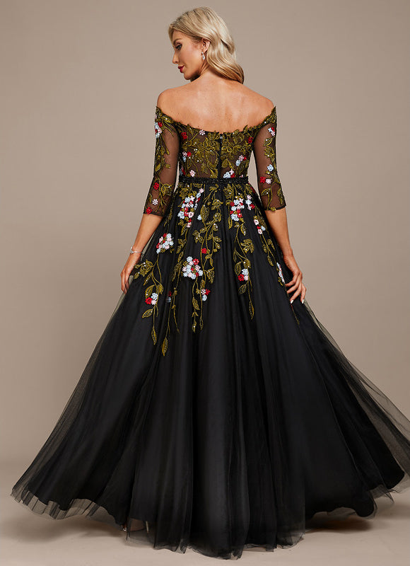 Robe De Princesse Noire Florale - gallery 6