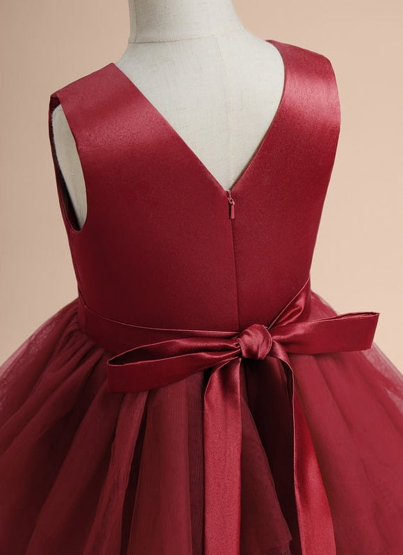 Robe De Princesse Bordeaux Asymétrique - gallery 2