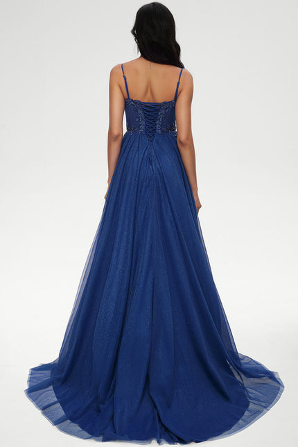 Robe De Princesse Soirée Bleu Scintillant - gallery 2