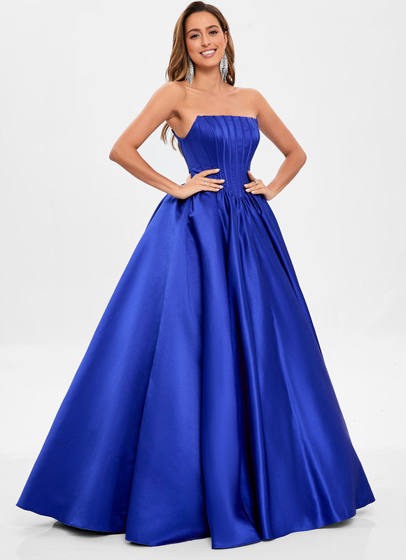 Robe De Princesse Satin Bleu - gallery 3