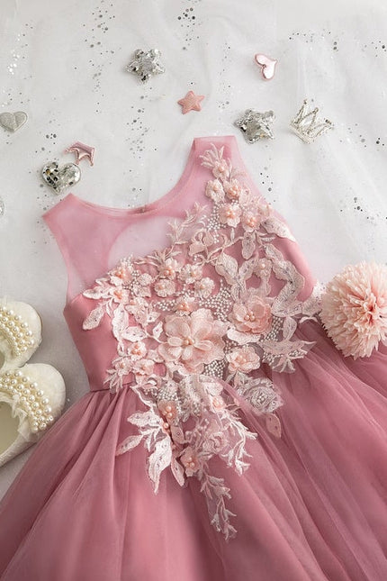 Robe De Princesse Tulle Rose Ornée - gallery 3