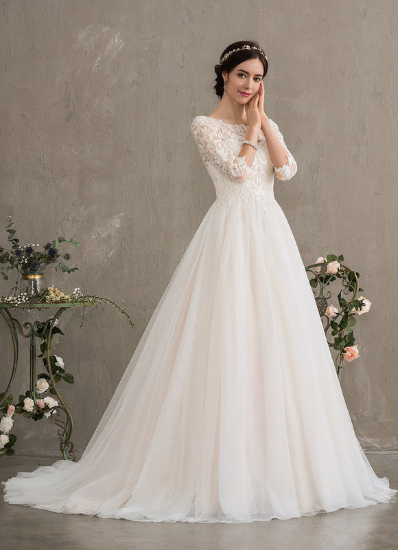 Robe De Princesse Nuptiale En Tulle Scintillant - gallery 9