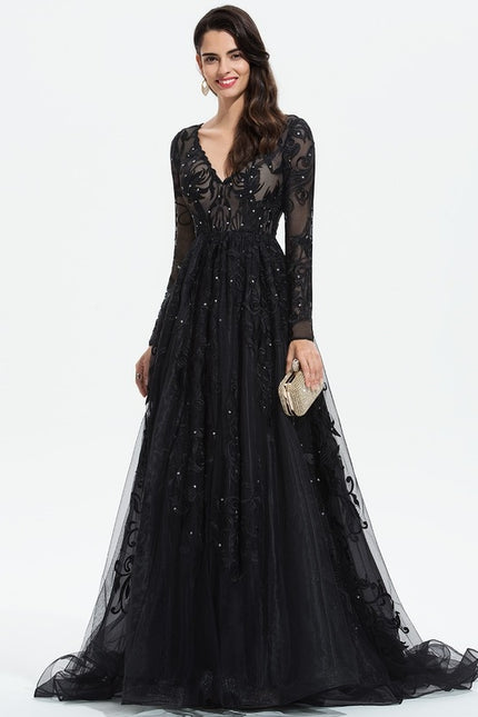 Robe De Princesse De Gala En Tulle Brodé - gallery 4