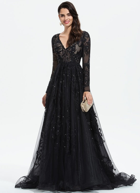 Robe De Princesse De Gala En Tulle Brodé - gallery 4