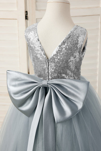 Robe De Princesse Tulle Gris Argenté - gallery 3