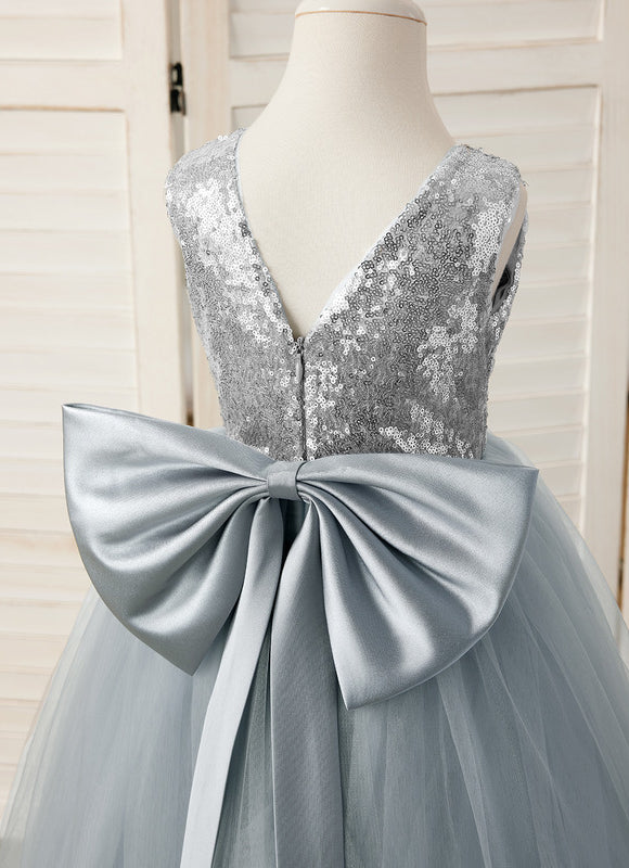 Robe De Princesse Tulle Gris Argenté - gallery 3