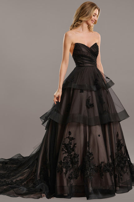Robe De Princesse Tulle Noir Ornée - gallery 2