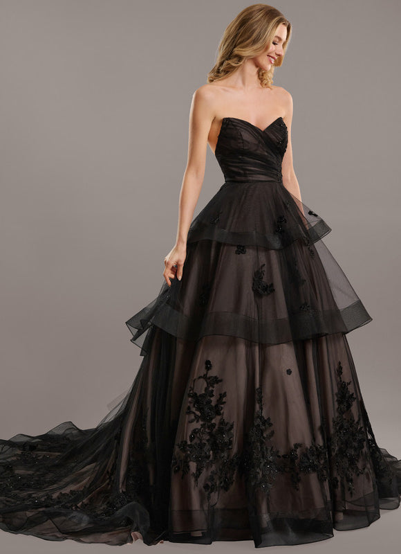 Robe De Princesse Tulle Noir Ornée - gallery 2