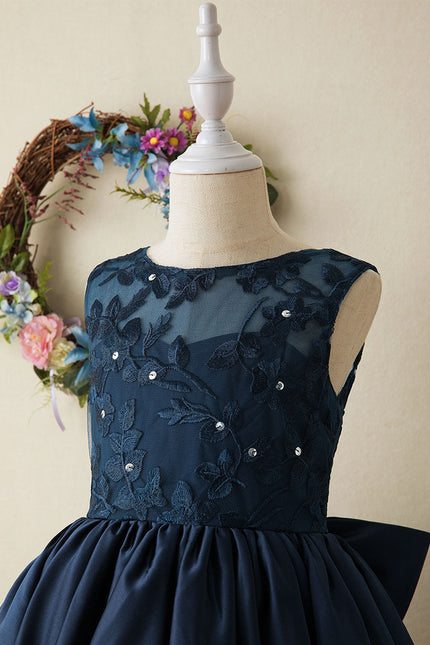 Robe De Princesse Satin Marine Élégante - gallery 4