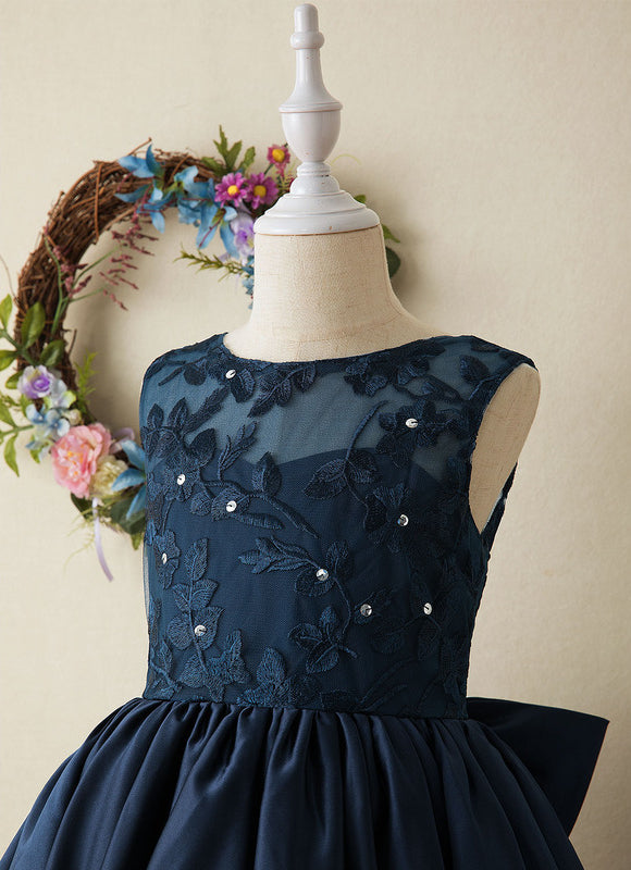Robe De Princesse Satin Marine Élégante - gallery 4