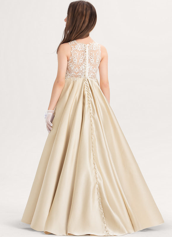 Robe De Princesse Satin Beige Ornée - gallery 5