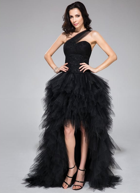 Robe De Princesse Asymétrique À Volants - gallery 1
