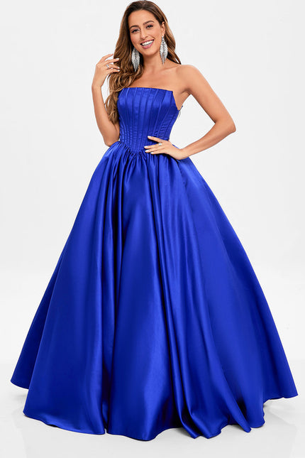 Robe De Princesse Satin Bleu - gallery 2