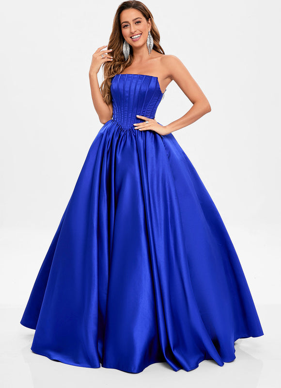 Robe De Princesse Satin Bleu - gallery 2
