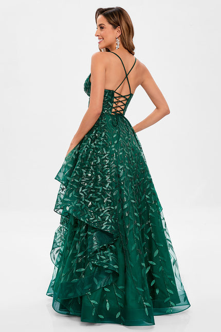 Robe De Princesse Émeraude À Volants - gallery 5