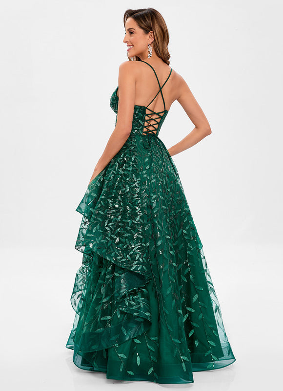 Robe De Princesse Émeraude À Volants - gallery 5