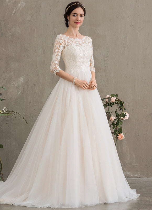 Robe De Princesse Nuptiale En Tulle Scintillant - gallery 8