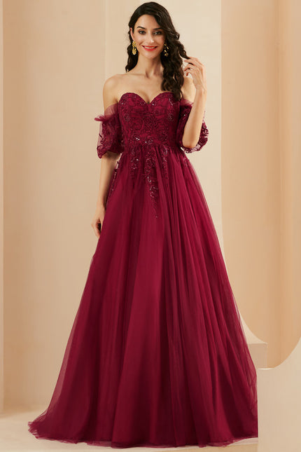 Robe De Princesse Bordeaux Évasée - gallery 1
