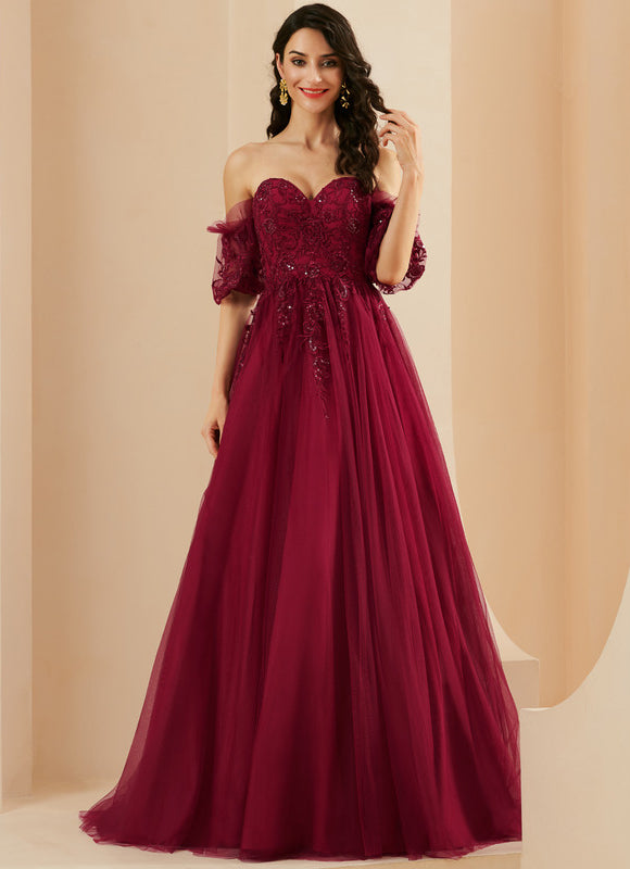 Robe De Princesse Bordeaux Évasée - gallery 1