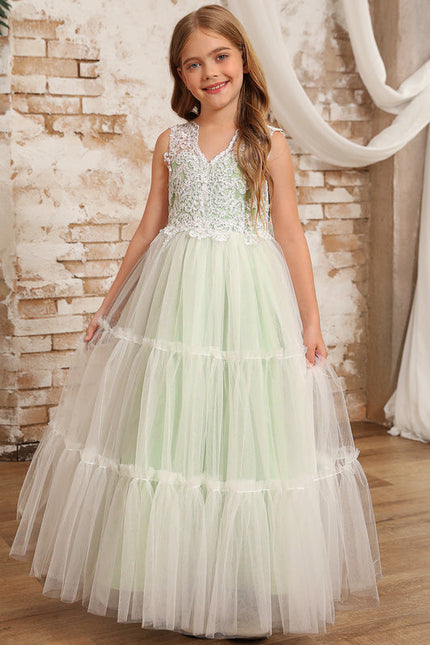 Robe De Princesse Tulle Vert Pâle - gallery 1