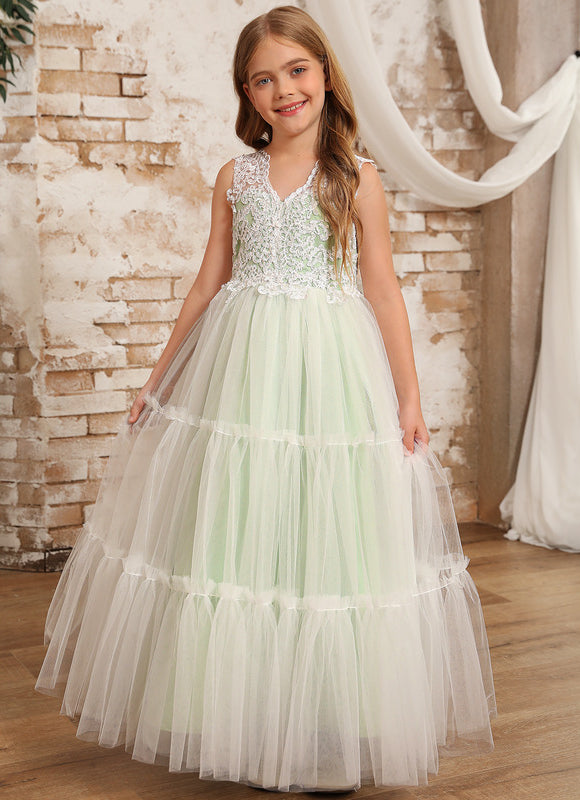 Robe De Princesse Tulle Vert Pâle - gallery 1
