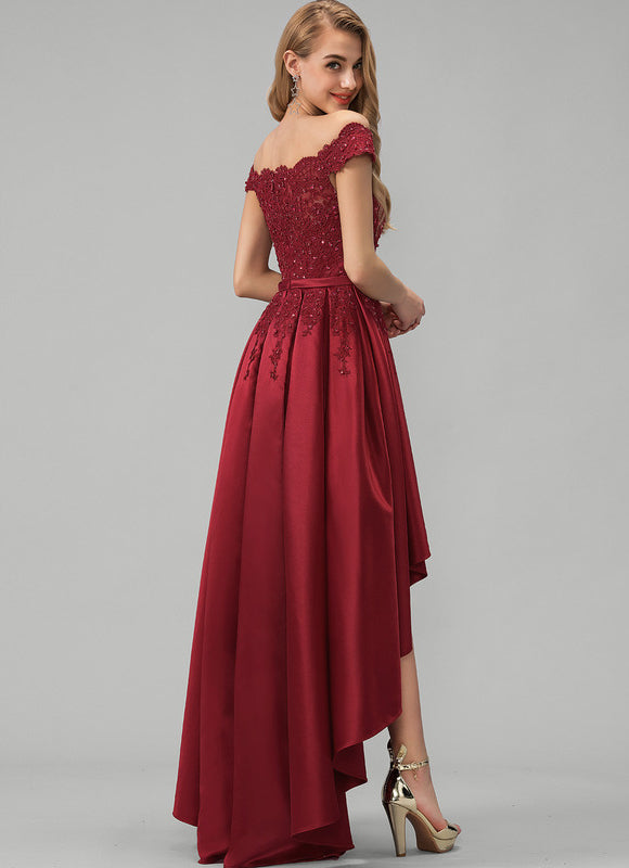 Robe De Princesse Asymétrique Satinée - gallery 3