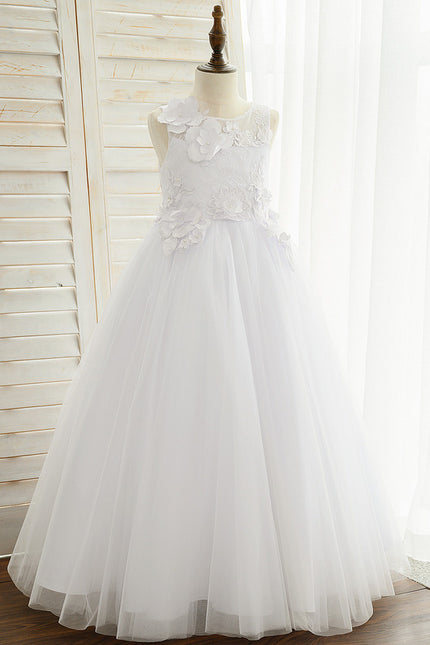 Robe De Princesse Florale Blanche - gallery 1
