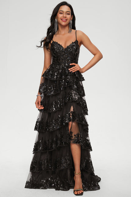 Robe De Princesse Noire À Paillettes - gallery 2
