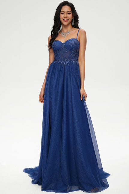 Robe De Princesse Soirée Bleu Scintillant - gallery 1