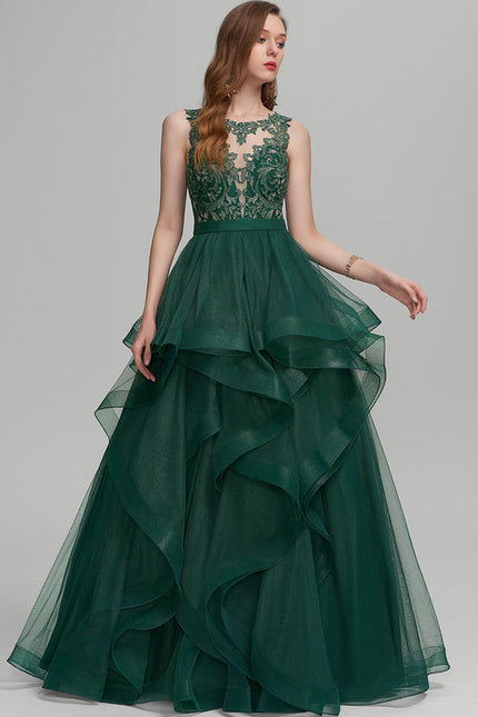 Robe De Princesse Tulle Vert Émeraude - gallery 2