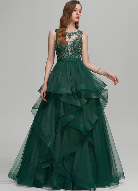 Robe De Princesse Tulle Vert Émeraude - gallery 2