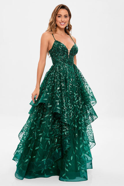 Robe De Princesse Émeraude À Volants - gallery 6