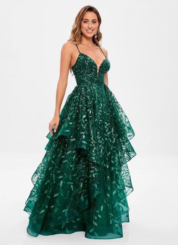 Robe De Princesse Émeraude À Volants - gallery 6
