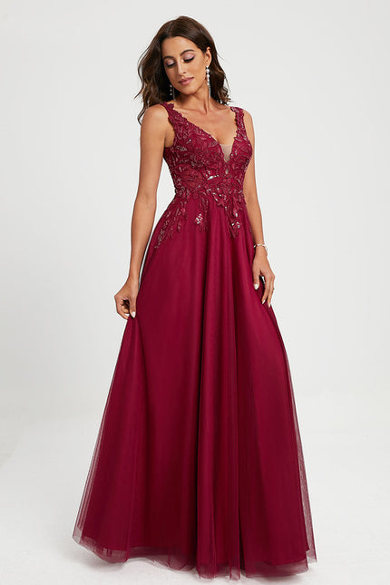 Robe De Princesse Bordeaux Scintillante - gallery 3