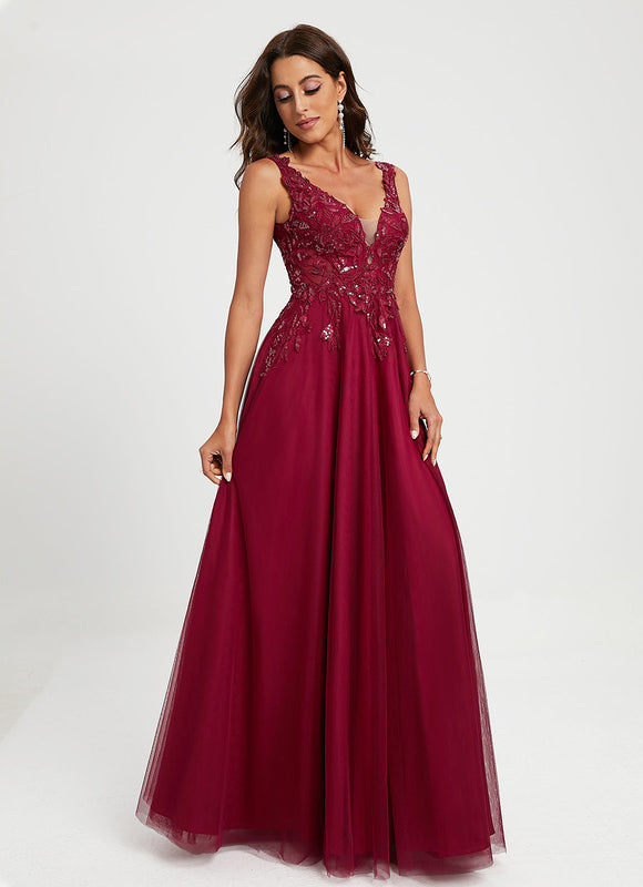 Robe De Princesse Bordeaux Scintillante - gallery 3