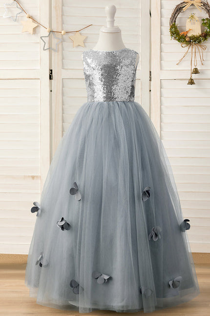 Robe De Princesse Tulle Gris Argenté - gallery 4