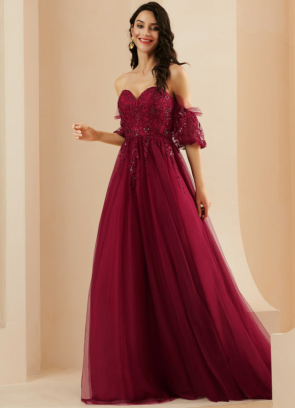 Robe De Princesse Bordeaux Évasée - gallery 4