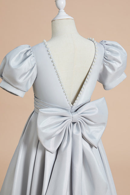 Robe De Princesse Satinée Grise - gallery 4