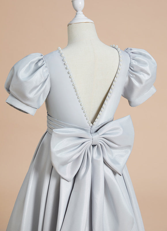 Robe De Princesse Satinée Grise - gallery 4