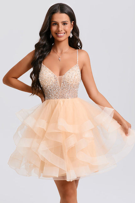 Robe De Princesse Tulle Pailletée Saumon