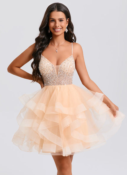 Robe De Princesse Tulle Pailletée Saumon