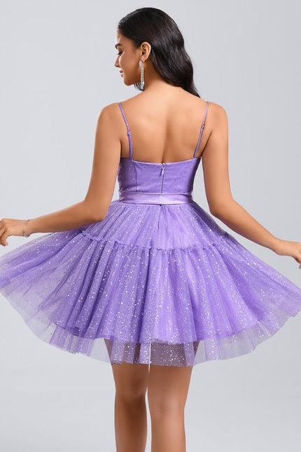 Robe De Princesse Tulle Violet Scintillant - gallery 4